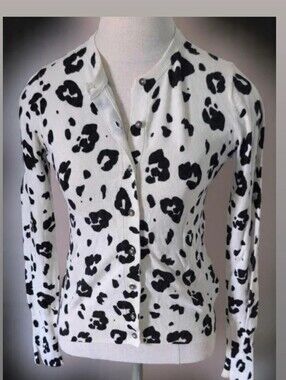 Collection B Black and White Leopard-Print Cardigan